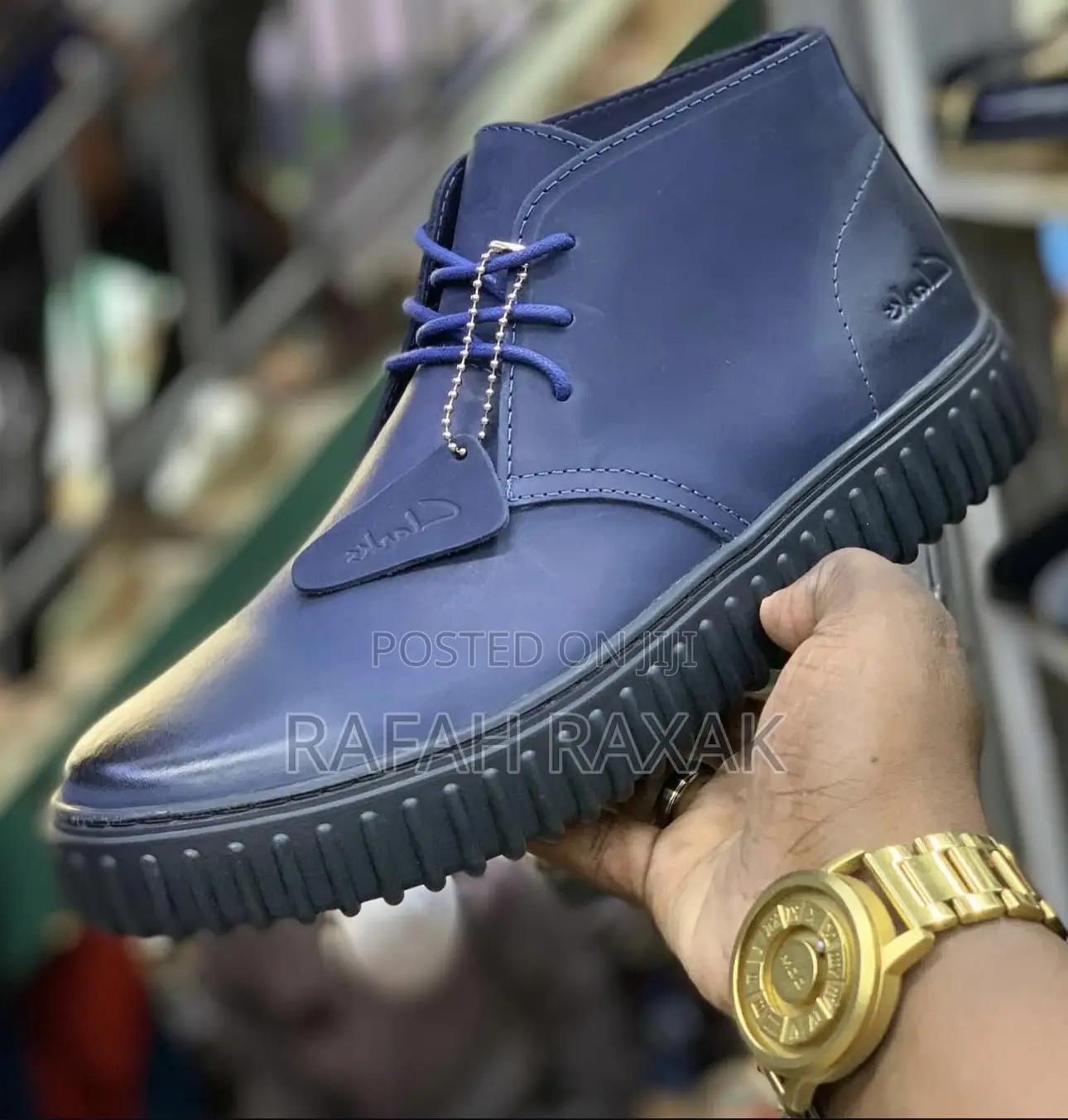 Original Men’S Navy Blue Clarks Casual Leather Boots