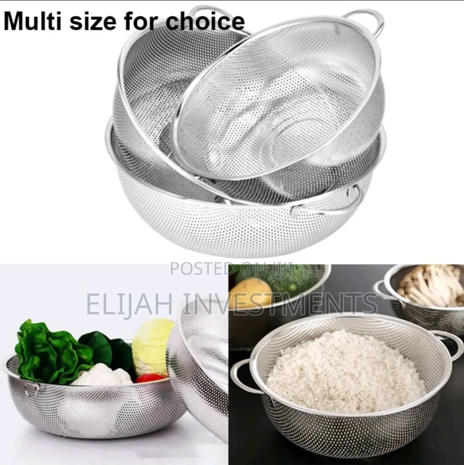 6 Sizes Stainless Steel Vegetable Sieve Colander Fine Mesh