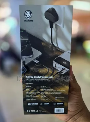 New Green Lion 100w Gan Premium Uk Plug Adapter