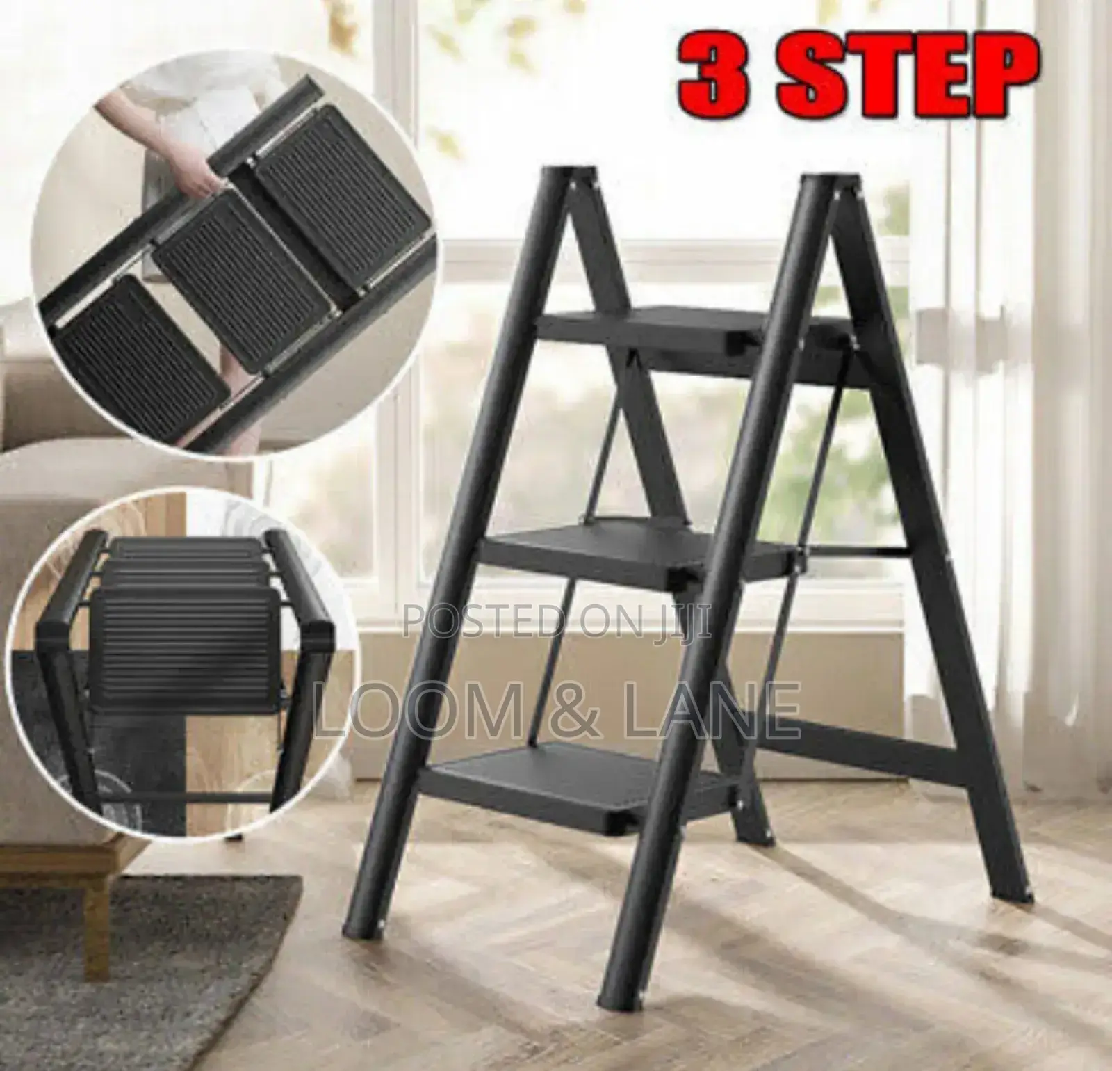 Portable Steel 3-Step Folding Ladder