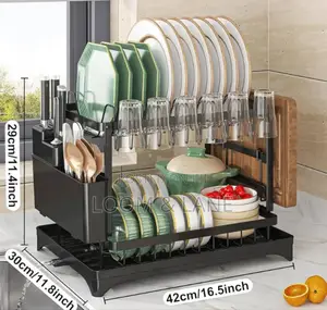 Lucario Dish Drying Stand With Drainer 2 Tiers