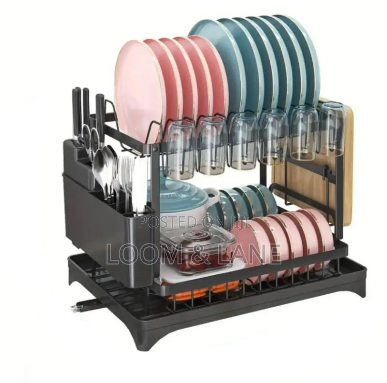 Lucario Dish Drying Stand With Drainer 2 Tiers