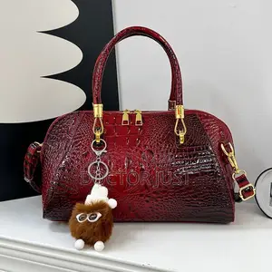 Crocodile Pattern Boston Handbag