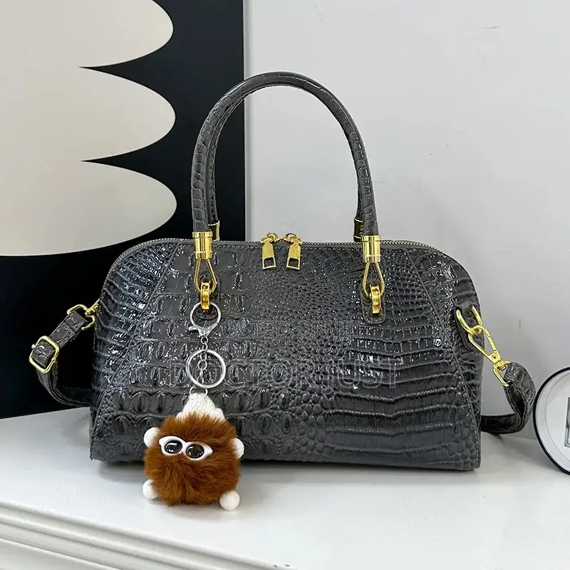 Crocodile Pattern Boston Handbag