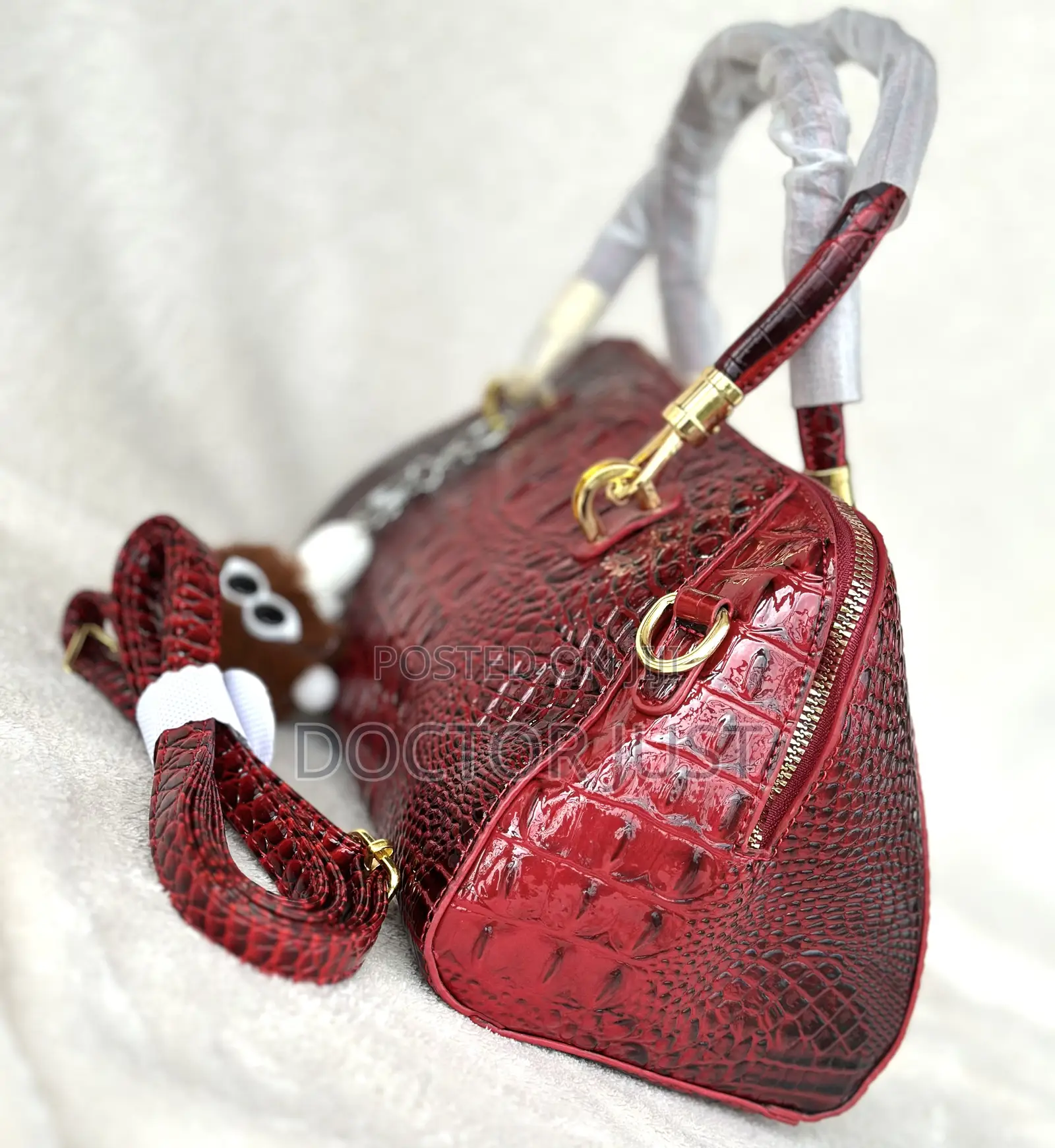 Crocodile Pattern Boston Handbag