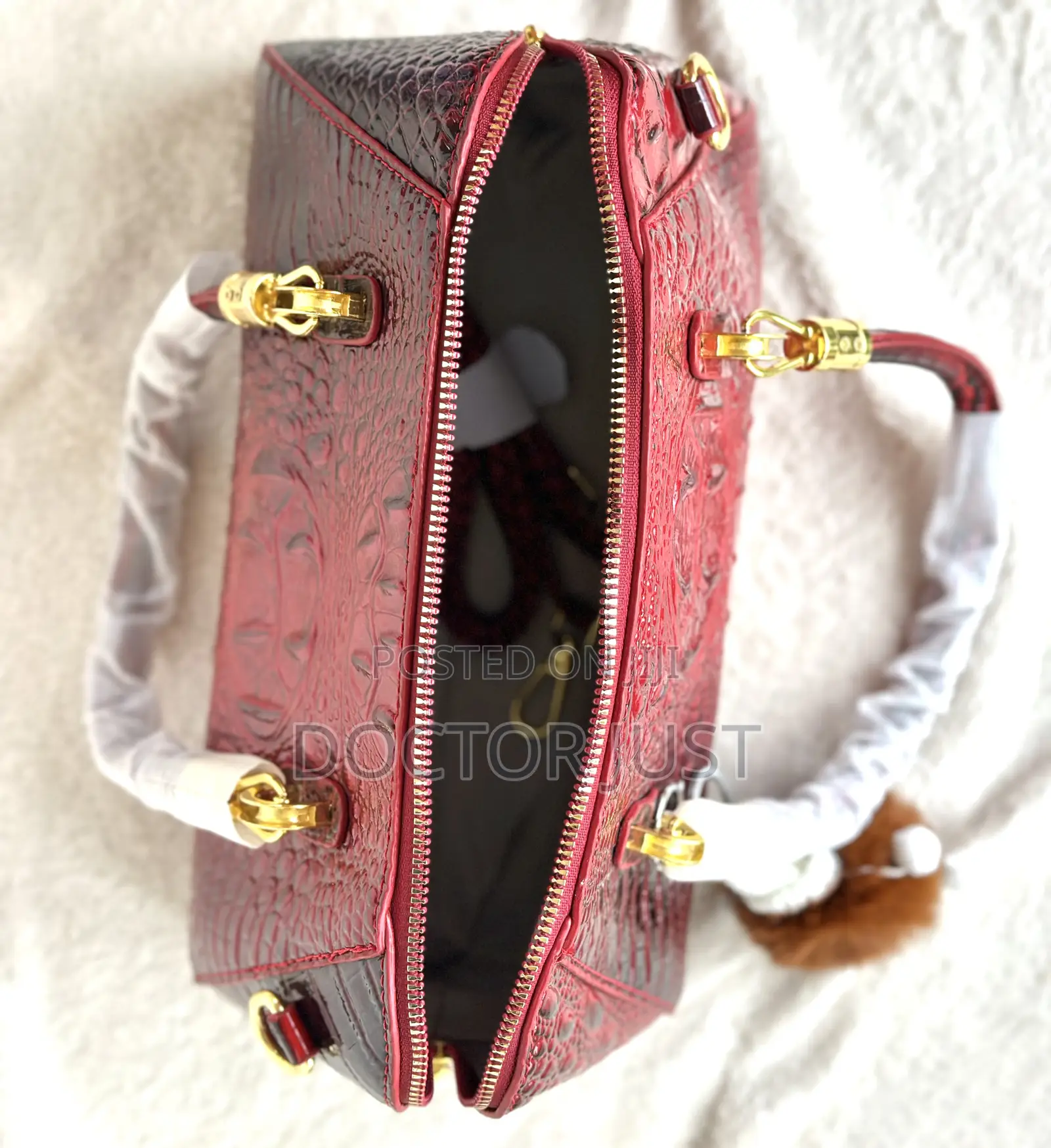 Crocodile Pattern Boston Handbag