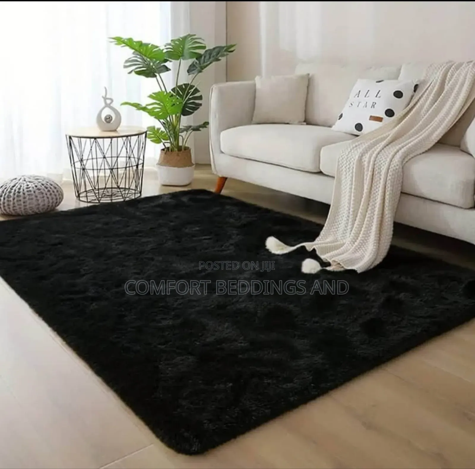 5*5 Fluffy Carpet Black