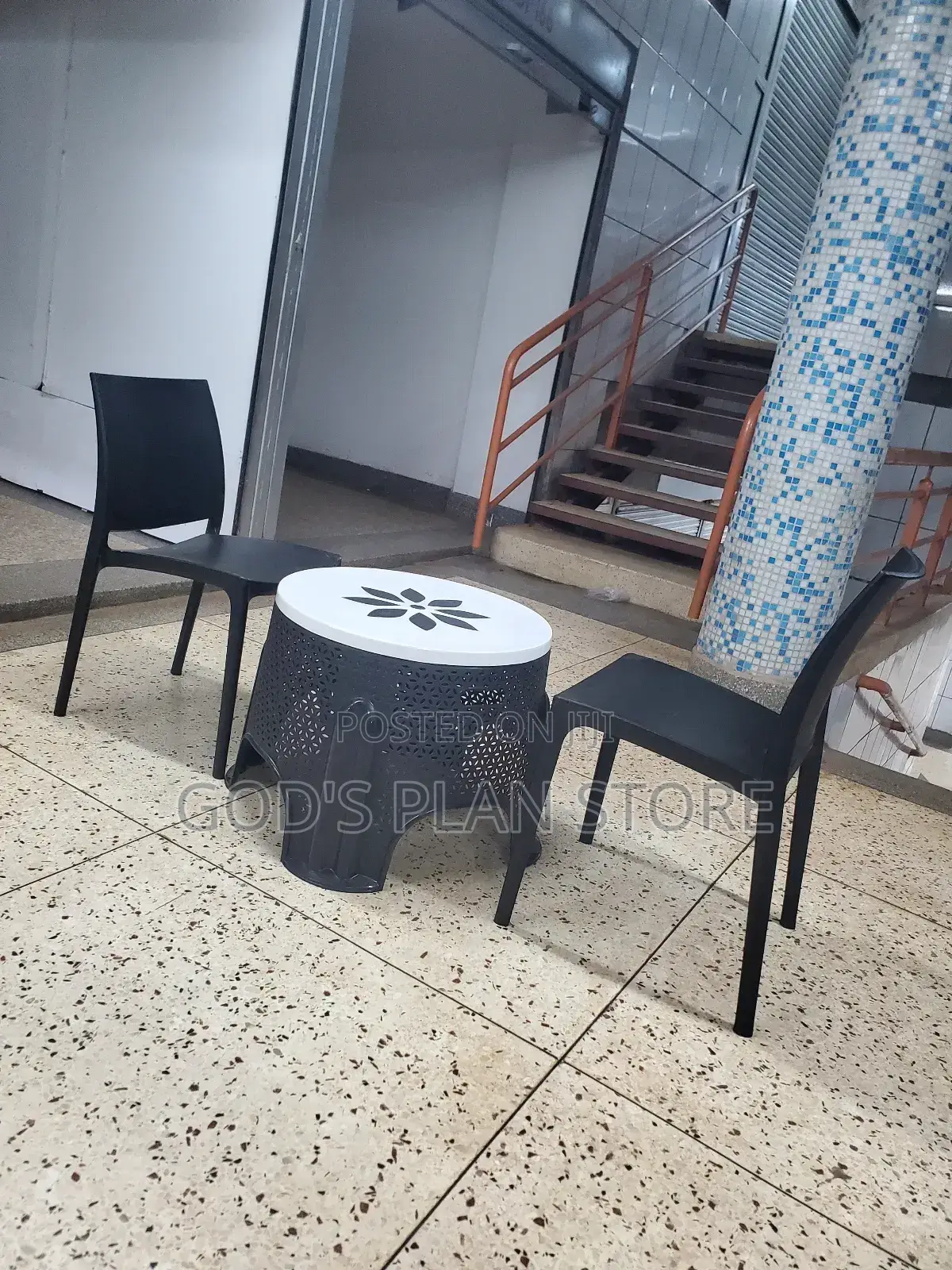 2 Seater Plastic Table and Chairs (Black)