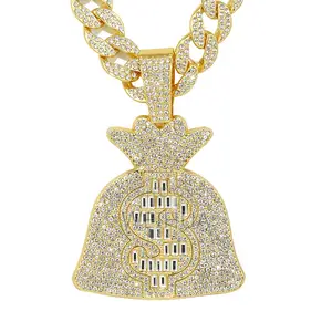 Cool Large Full Diamond Dollar Symbol Purse Pendant