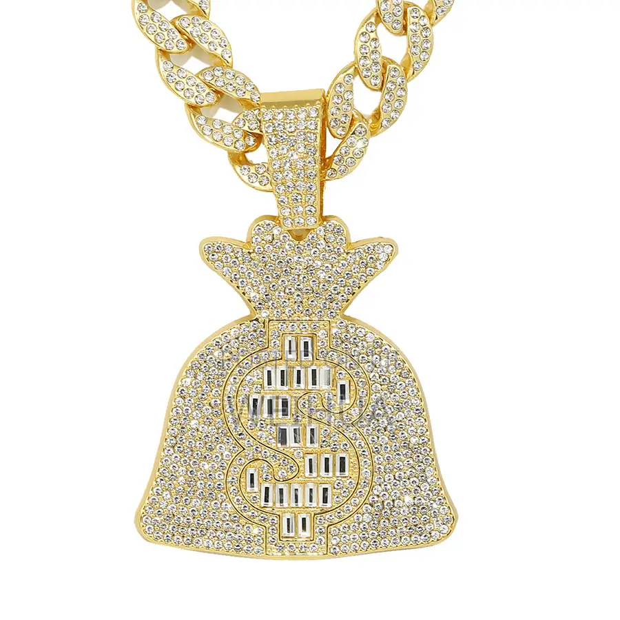 Cool Large Full Diamond Dollar Symbol Purse Pendant