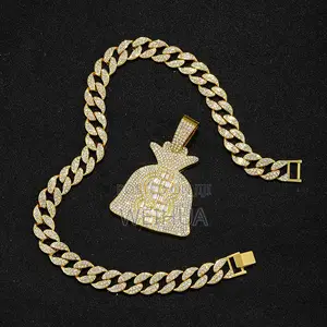 Cool Large Full Diamond Dollar Symbol Purse Pendant