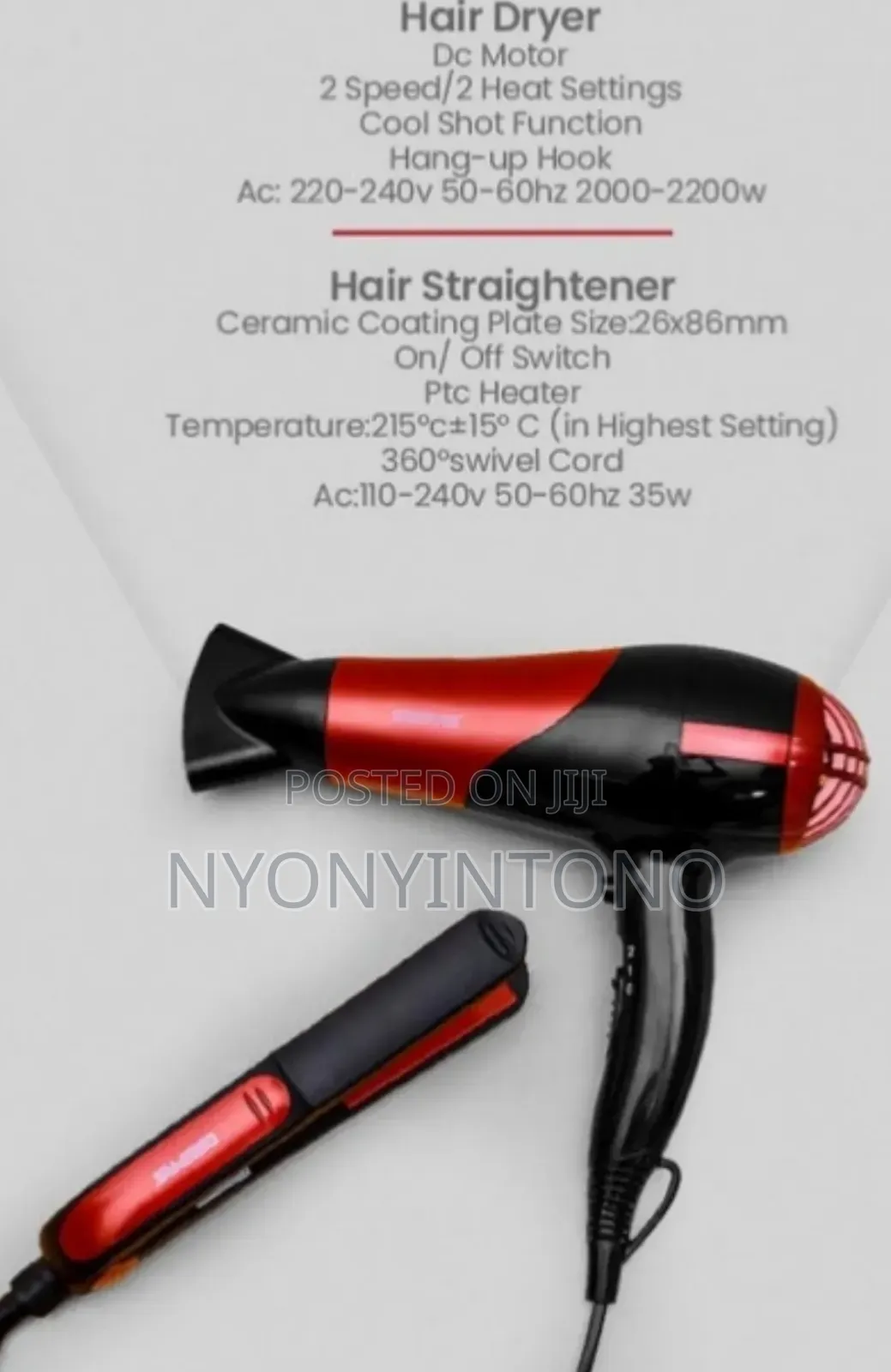 Geepas 2-in-1 Hair Dryer Straightener Combo GHF-86036