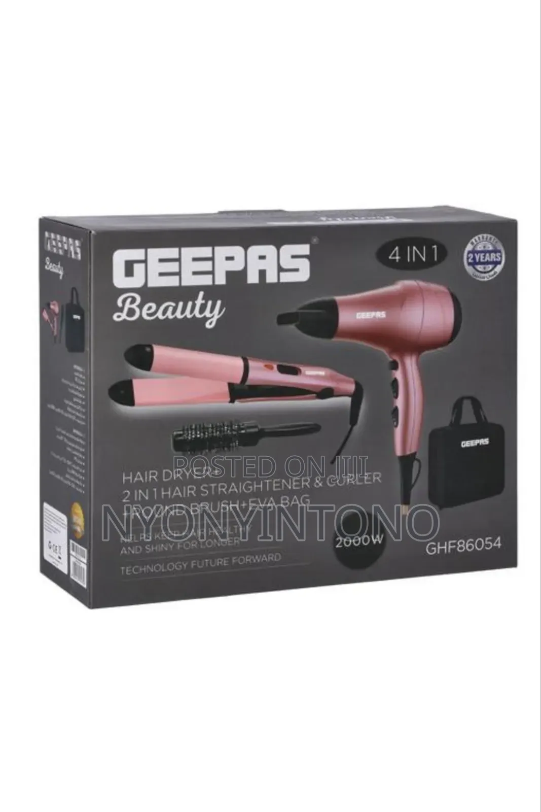 Geepas 4in1 Hair Kit Dryer,Curler,Straightener Bag Ghf86054