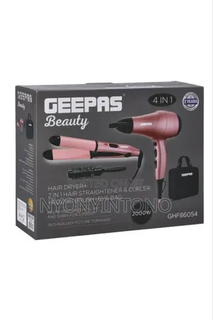 Geepas 4in1 Hair Kit Dryer,Curler,Straightener Bag Ghf86054