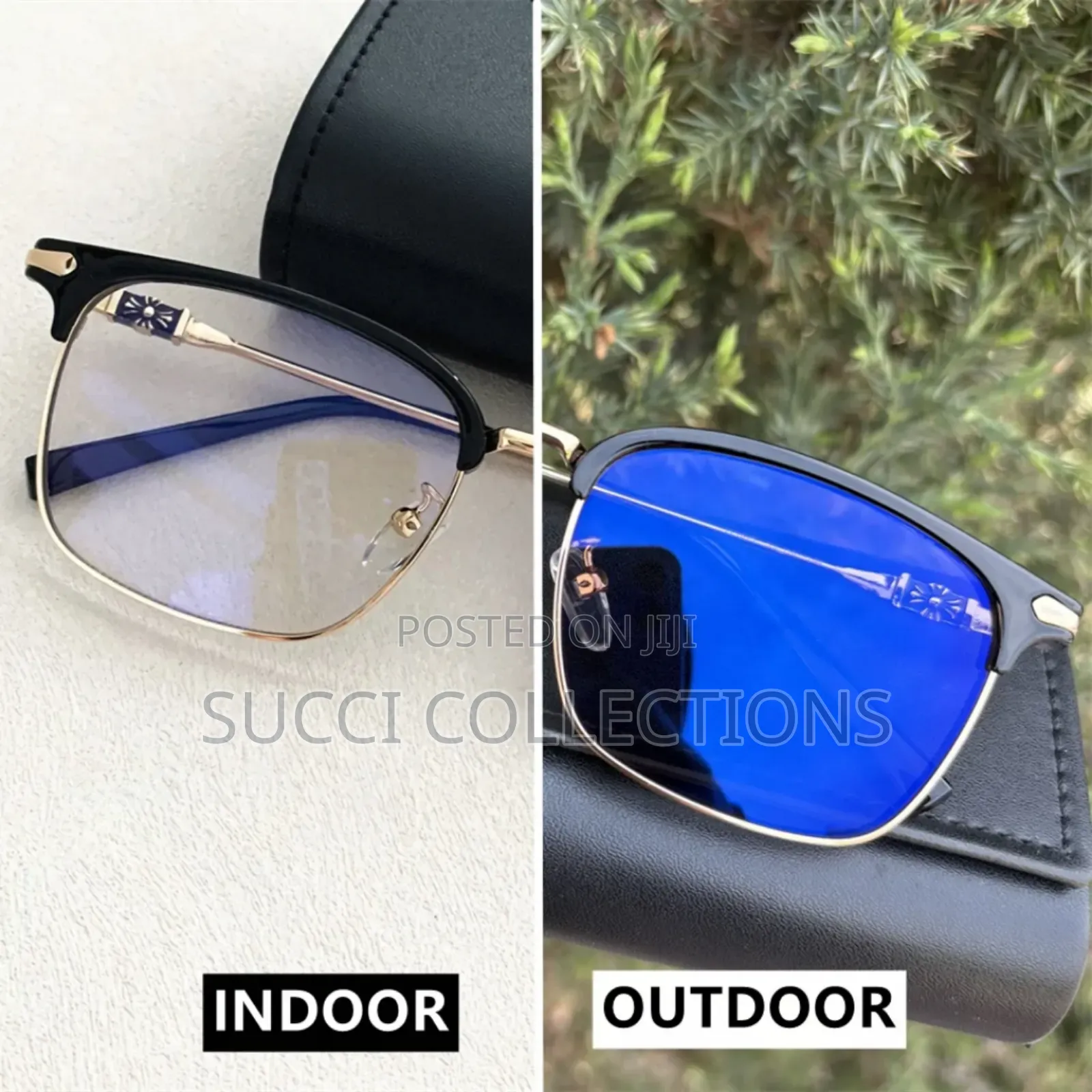 Vintage Photochromic Anti-Blue Light Reflective Blue Glasses