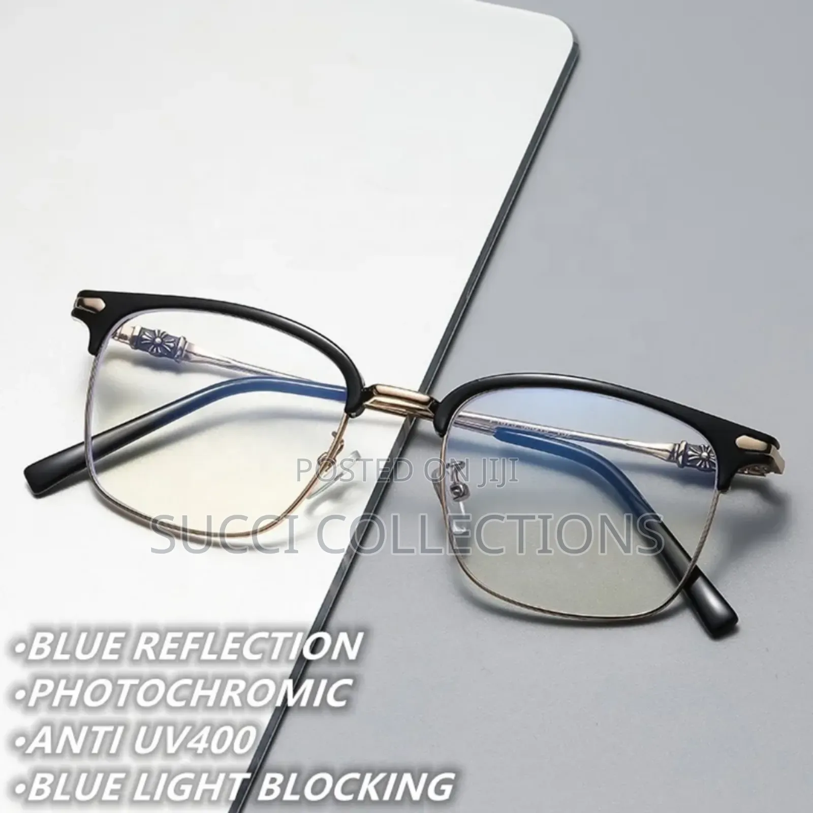Vintage Photochromic Anti-Blue Light Reflective Blue Glasses