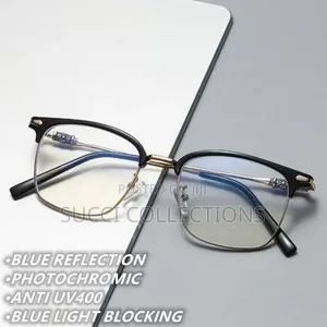 Vintage Photochromic Anti-Blue Light Reflective Blue Glasses
