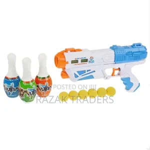 2 In1 Water Shoot Gun With 3 Bowling Pins 6 Soft Ball