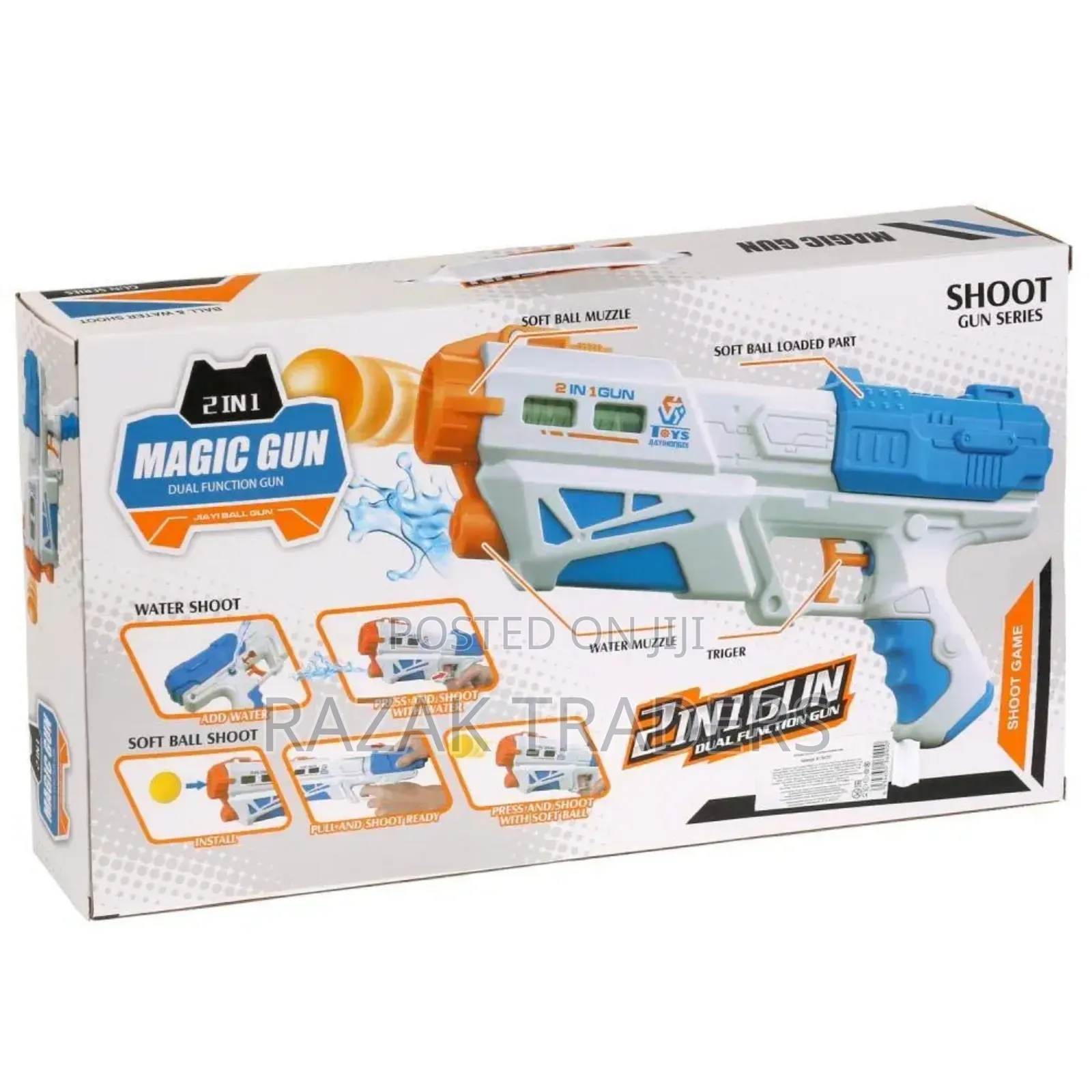 2 In1 Water Shoot Gun With 3 Bowling Pins 6 Soft Ball