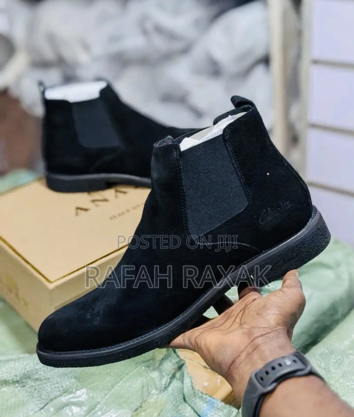 Original Triple Black Clarks Suede Chelsea Boots