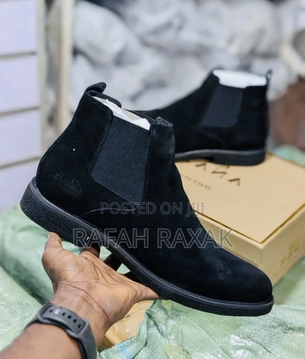 Original Triple Black Clarks Suede Chelsea Boots