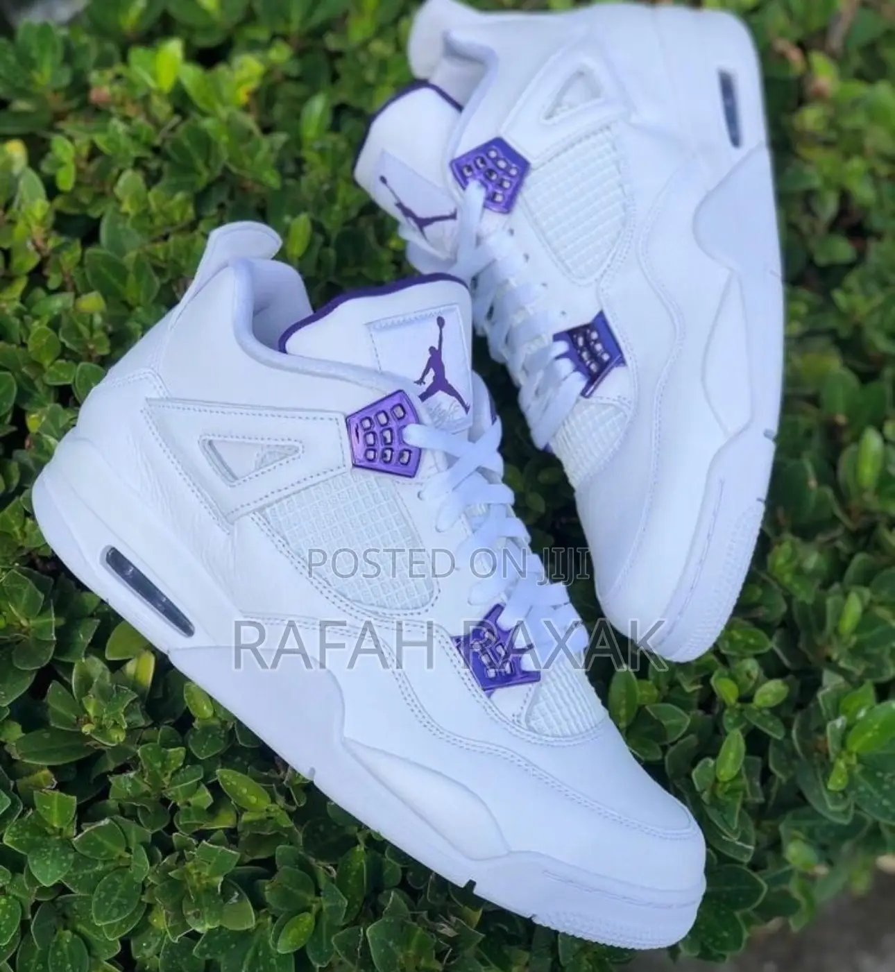 Original White/Purple Air Jordan 4 Retro Sneakers