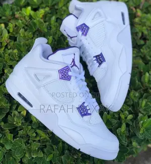Original White/Purple Air Jordan 4 Retro Sneakers