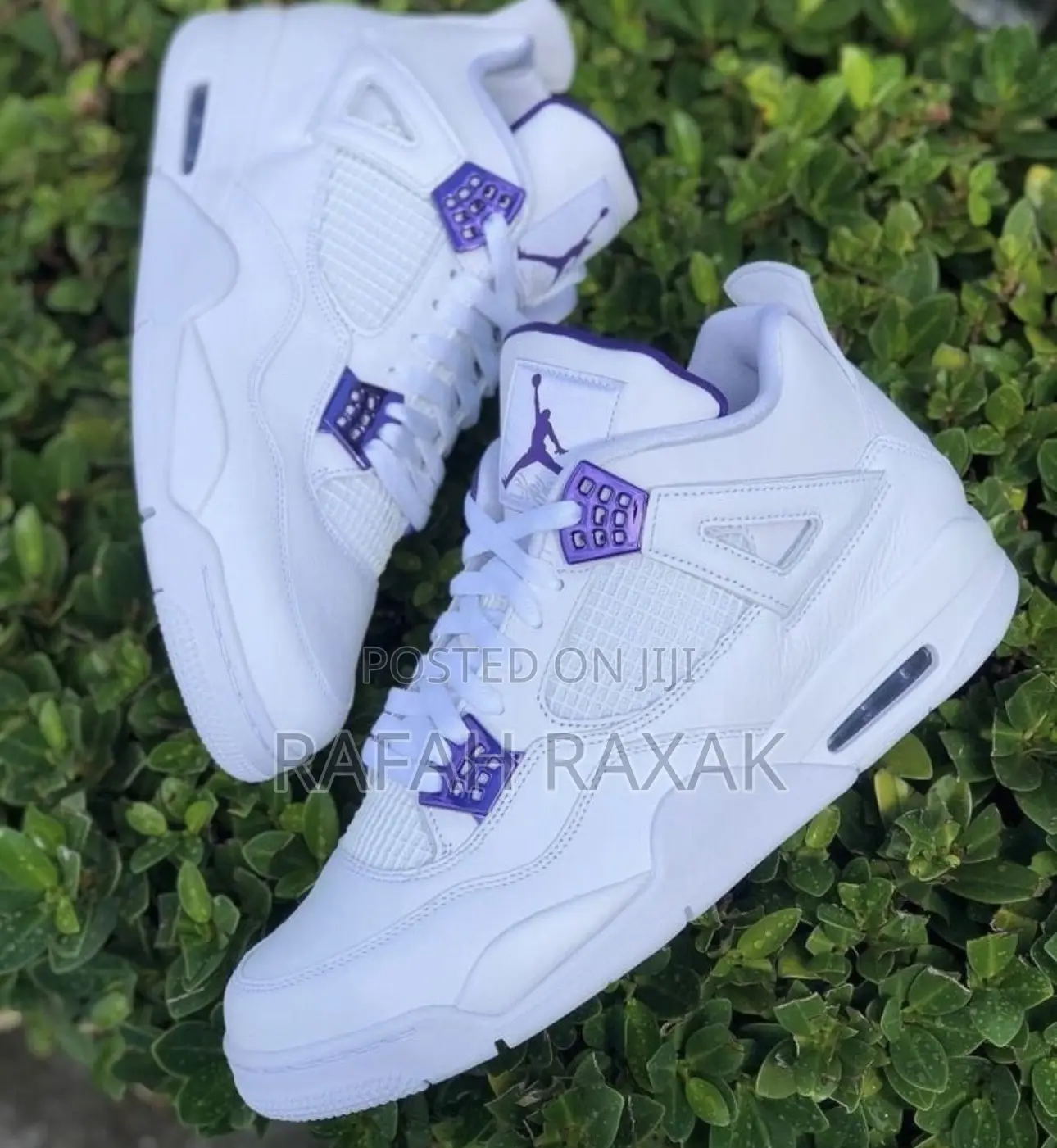 Original White/Purple Air Jordan 4 Retro Sneakers