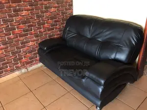 6 Seater Black Original Leather Sofa Set Chairs