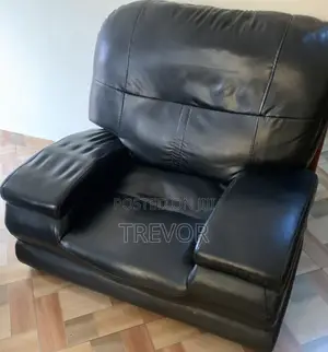 6 Seater Black Original Leather Sofa Set Chairs