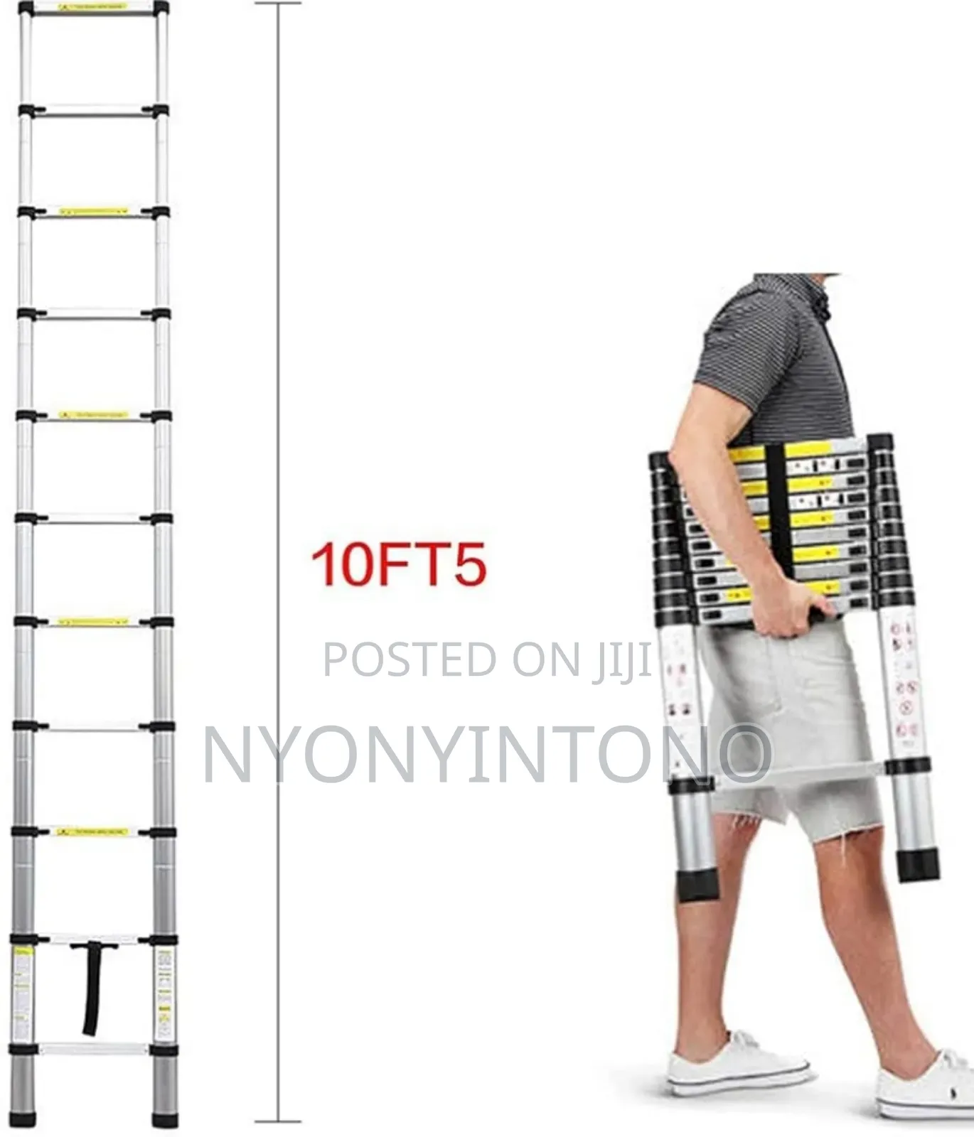 Geepas 3.2m Telescopic Aluminum Ladder Gt-59047