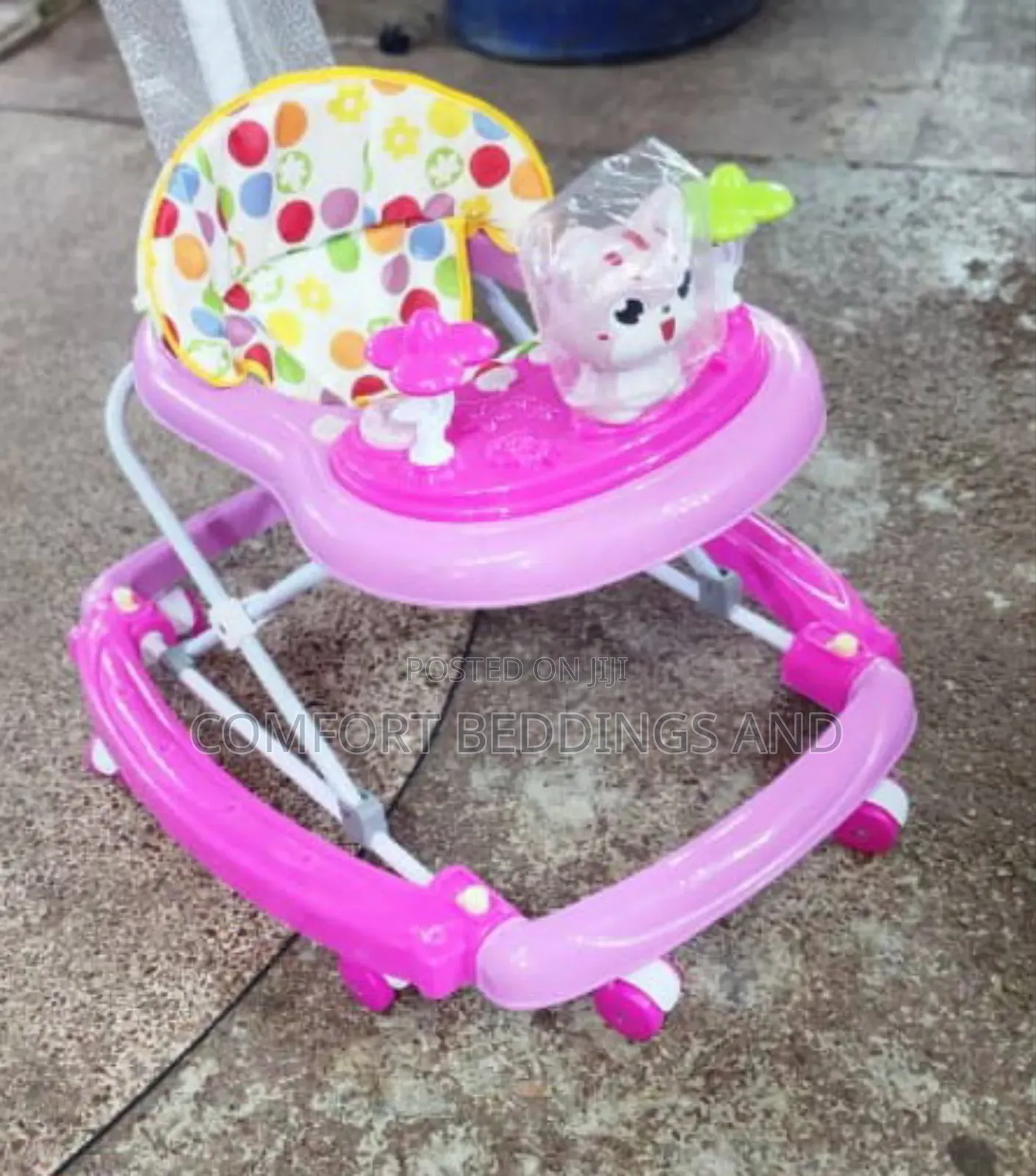 Dotted Cartoon Baby Walker With Shade