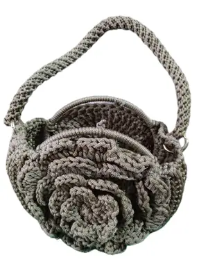 Photo - Small Handmade Flower Design Handbag Rope Handle