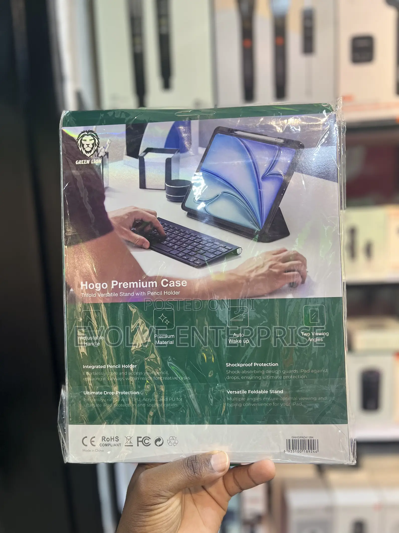 Green Lion Hogo Premium iPad 13 Inch Case With Pencil Holder