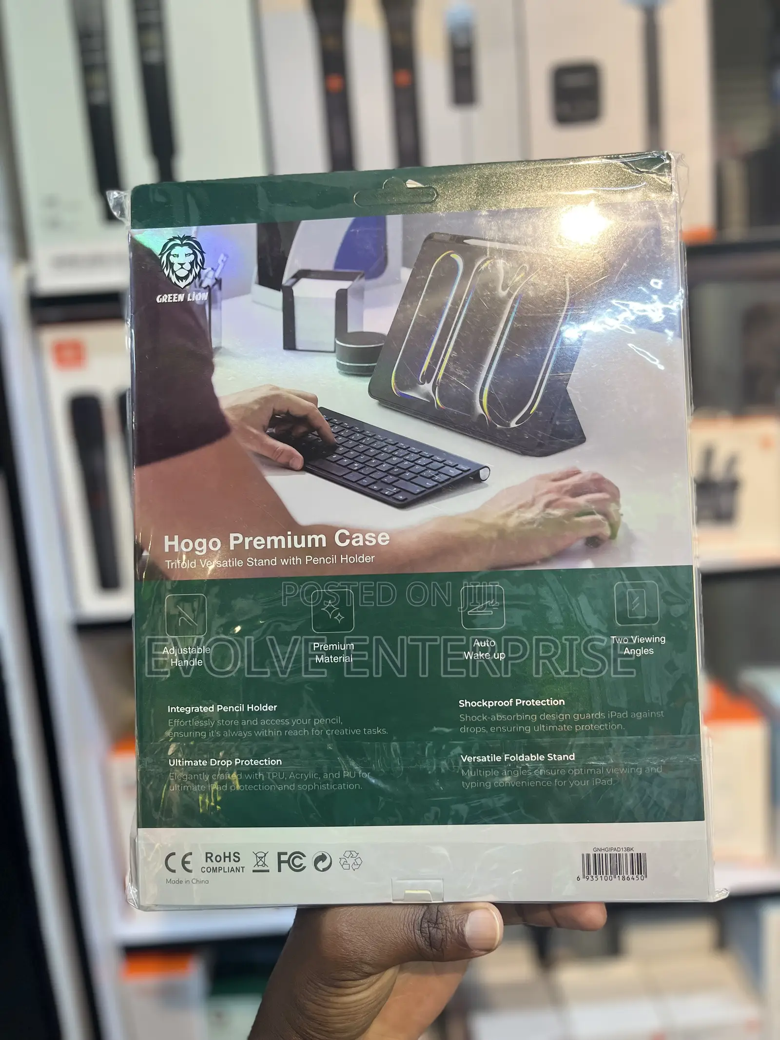 Green Lion Hogo Premium iPad 13 Inch Case With Pencil Holder