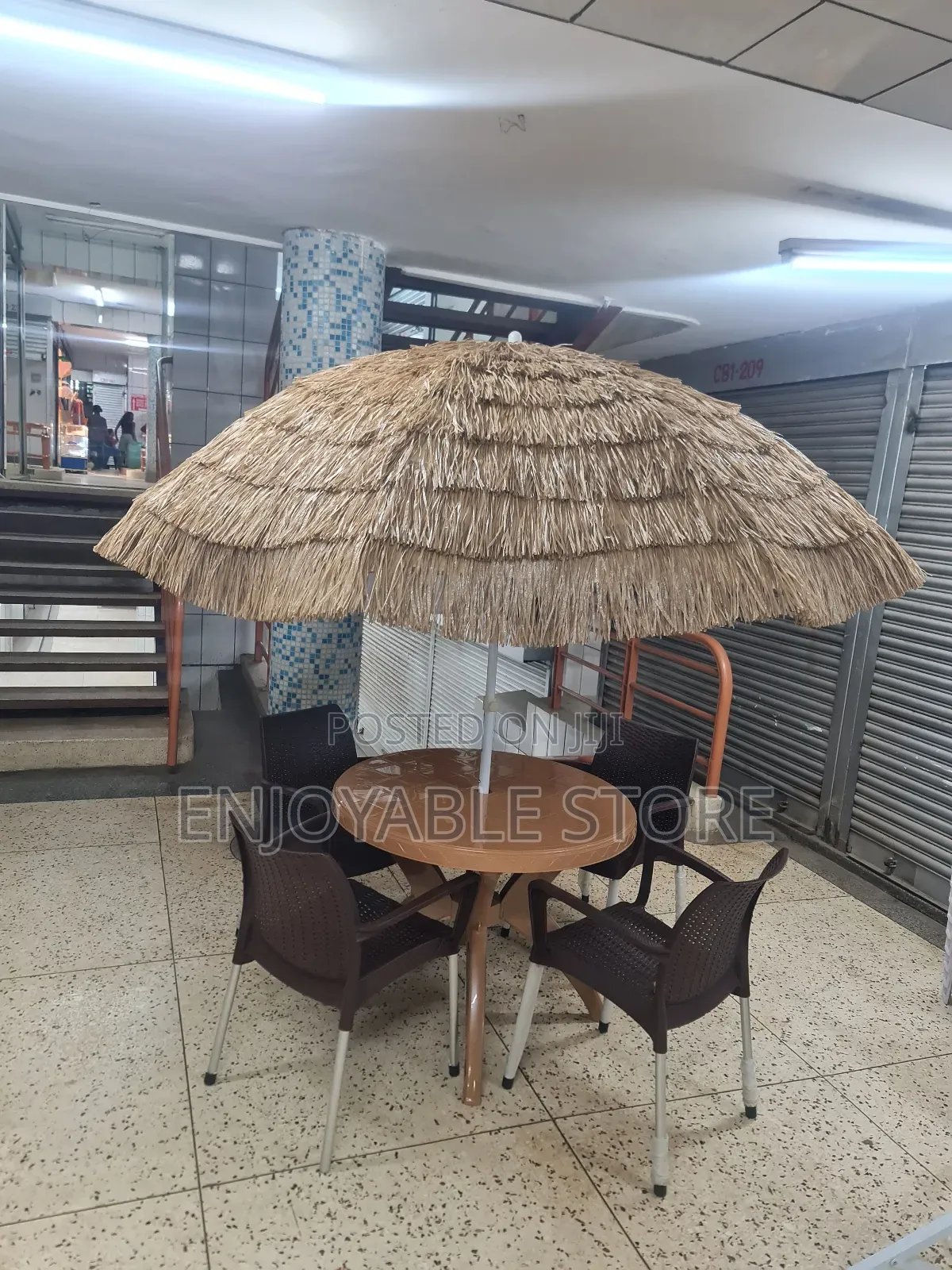 Garden Plastic Chairs,Table and Umbrella Set