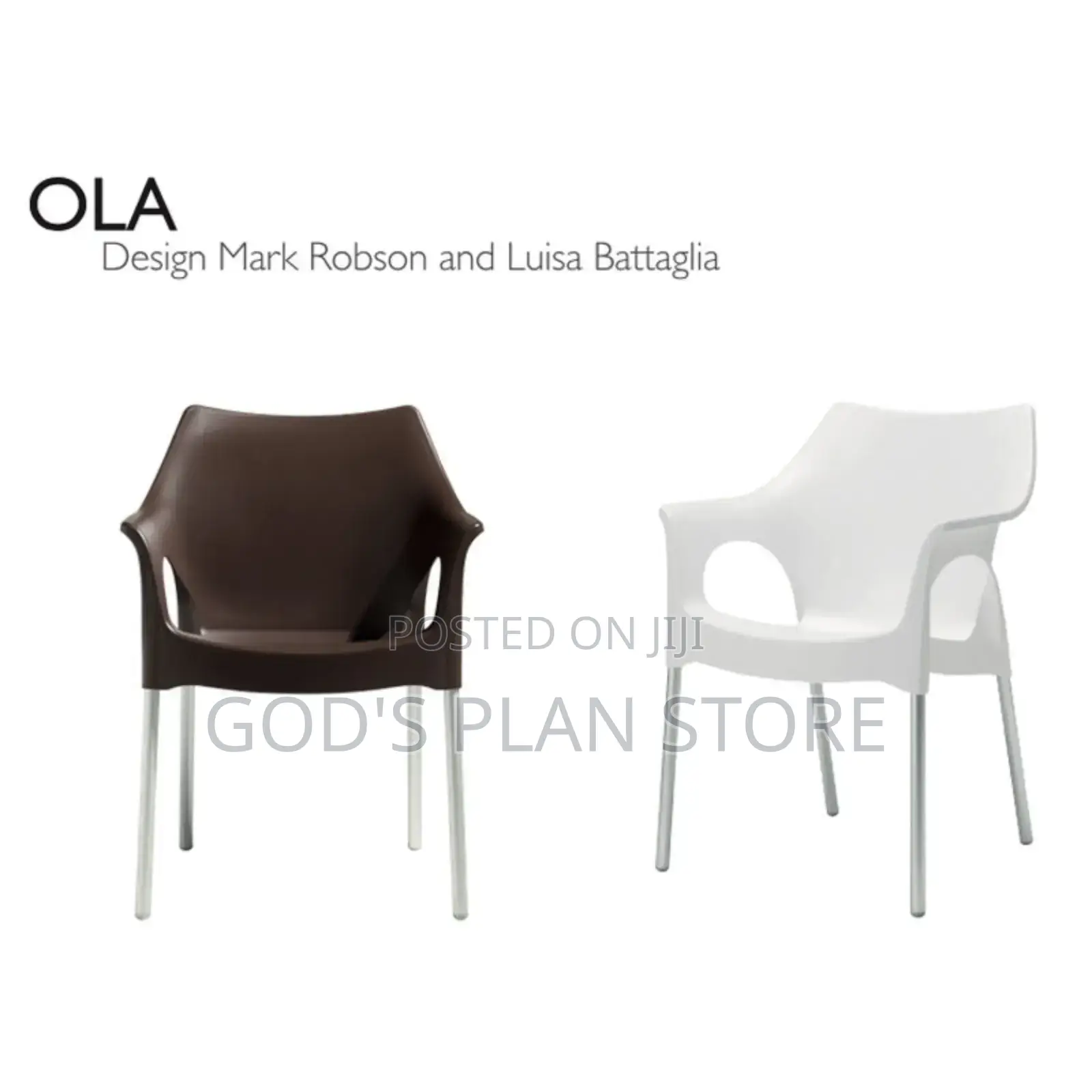 Coffee Brown and White Plastic Chairs (Steel Legs)