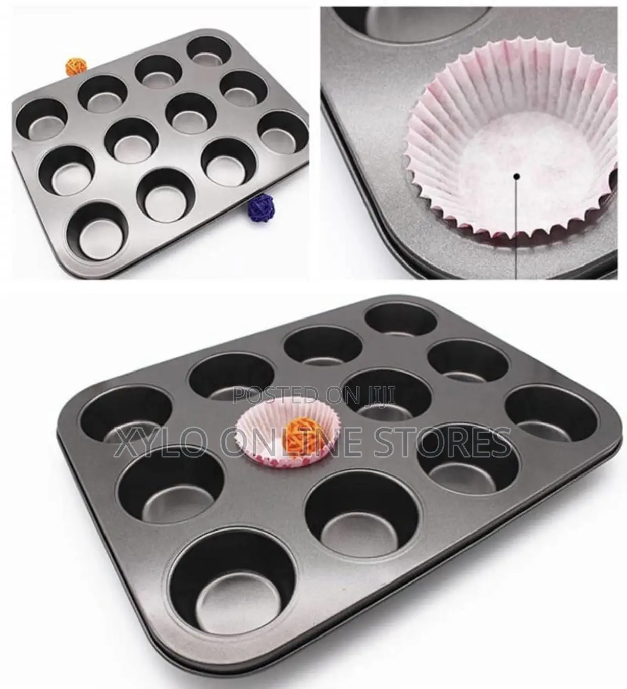 12 Holes Nonstick Muffin Cupcake Baking Trays