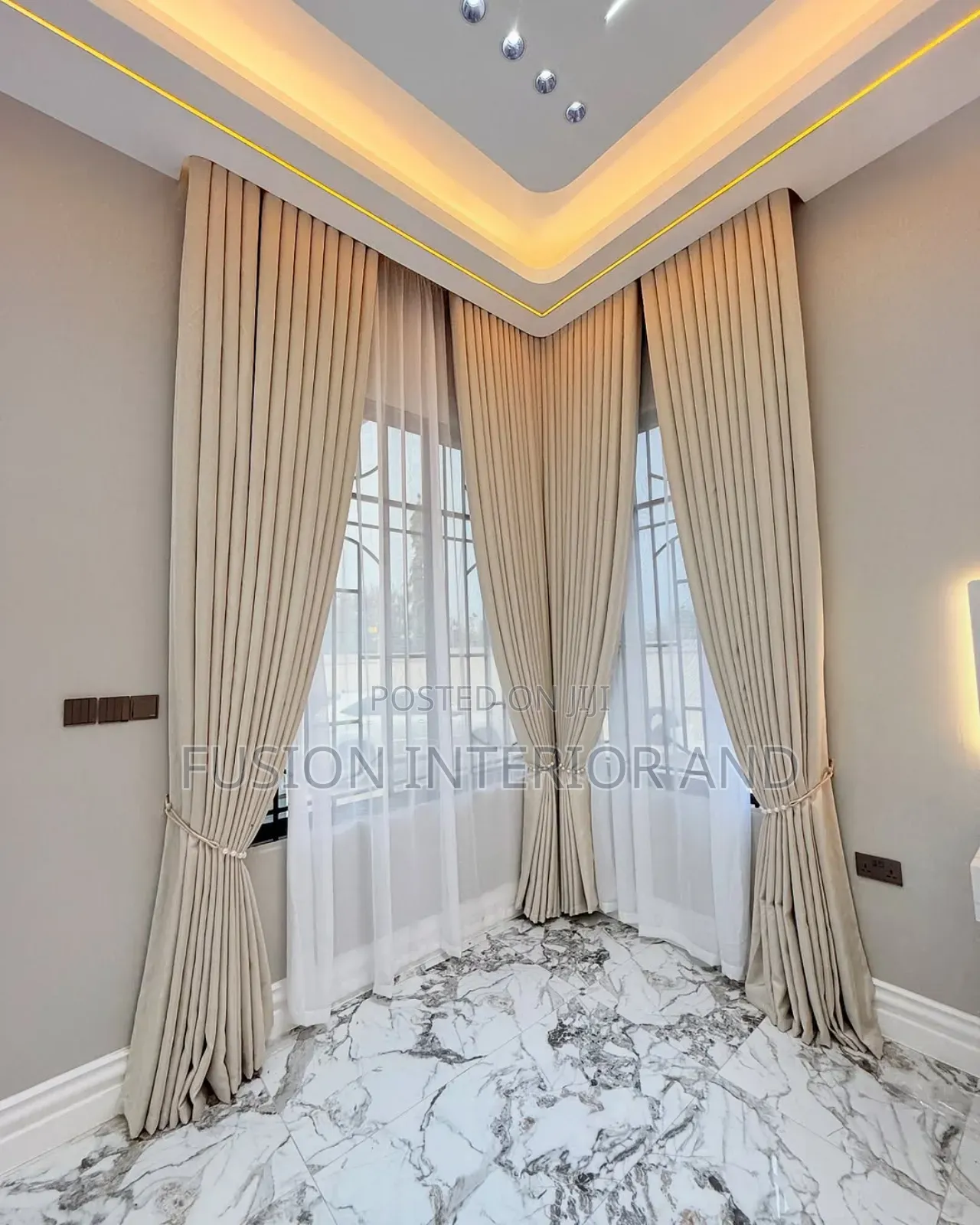 Plain Cream Heavy Curtains