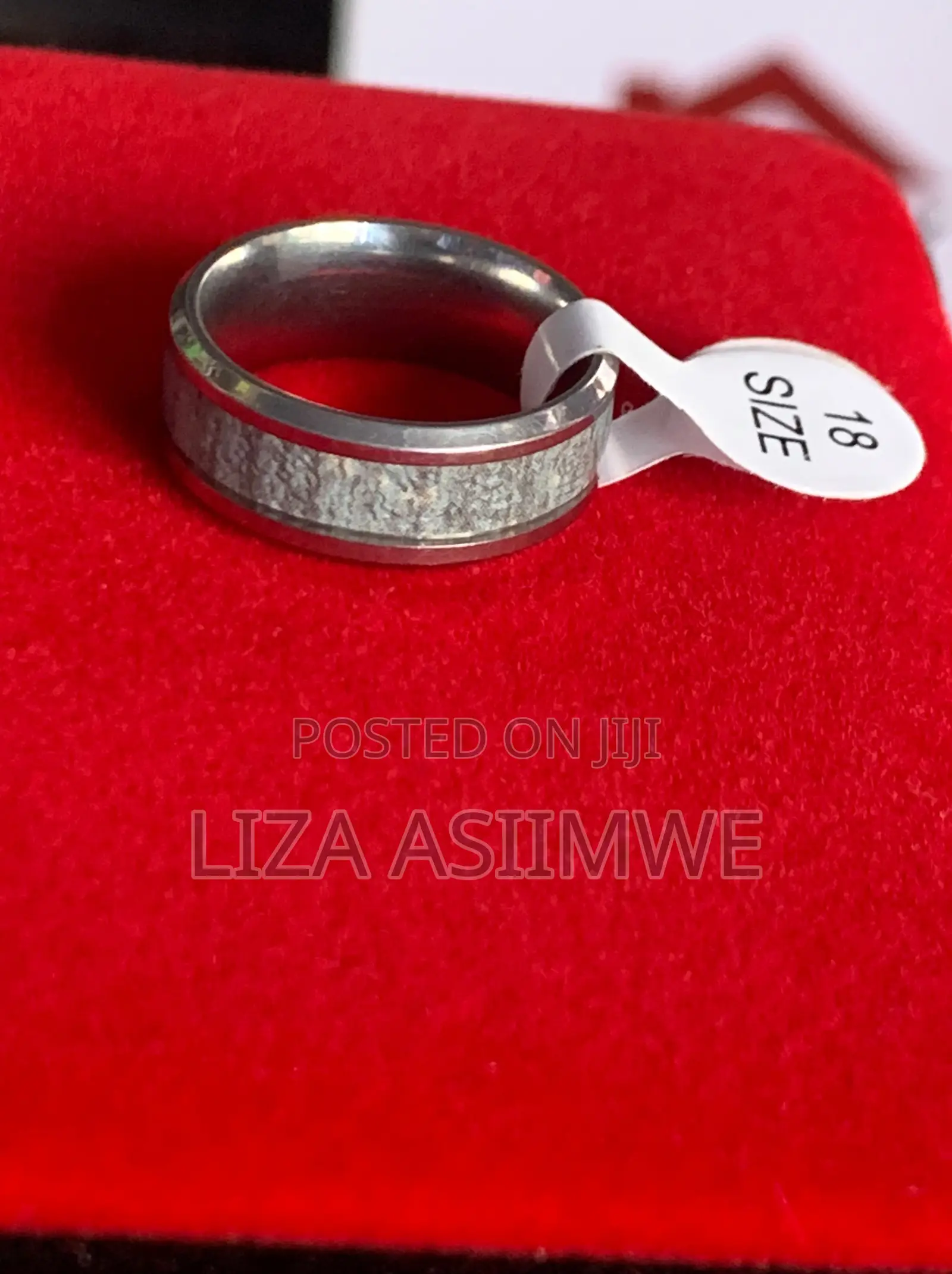 Men’S Green Jade Inlay Stainless Steel Ring (18) Only