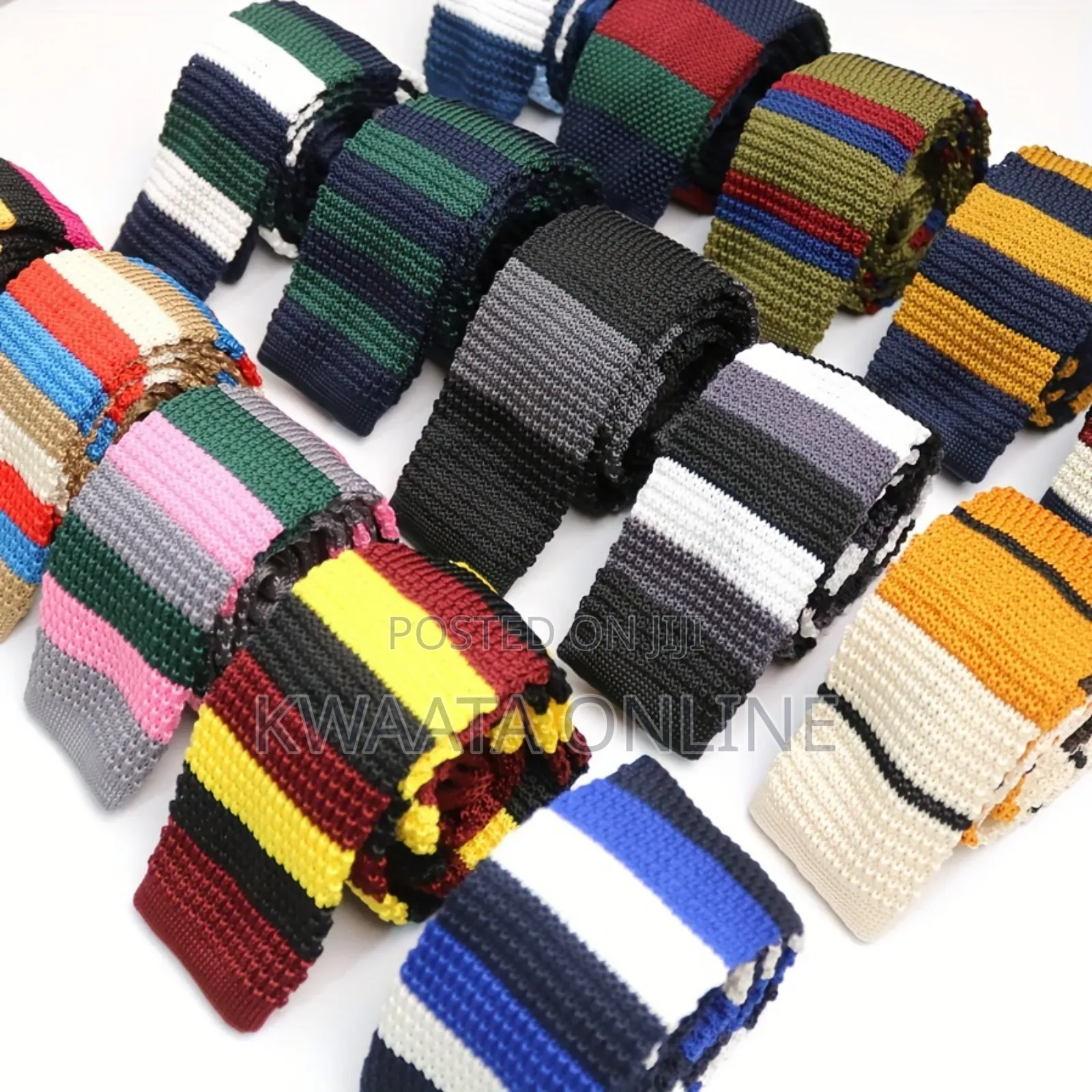 Vintage 2.2" Flat-End Knitted Ties Skinny Knit Neckties Mens
