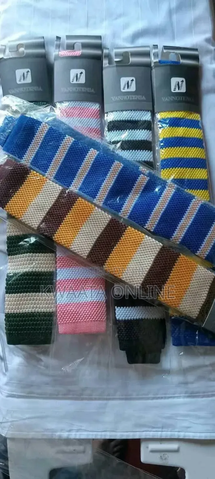 Vintage 2.2" Flat-End Knitted Ties Skinny Knit Neckties Mens