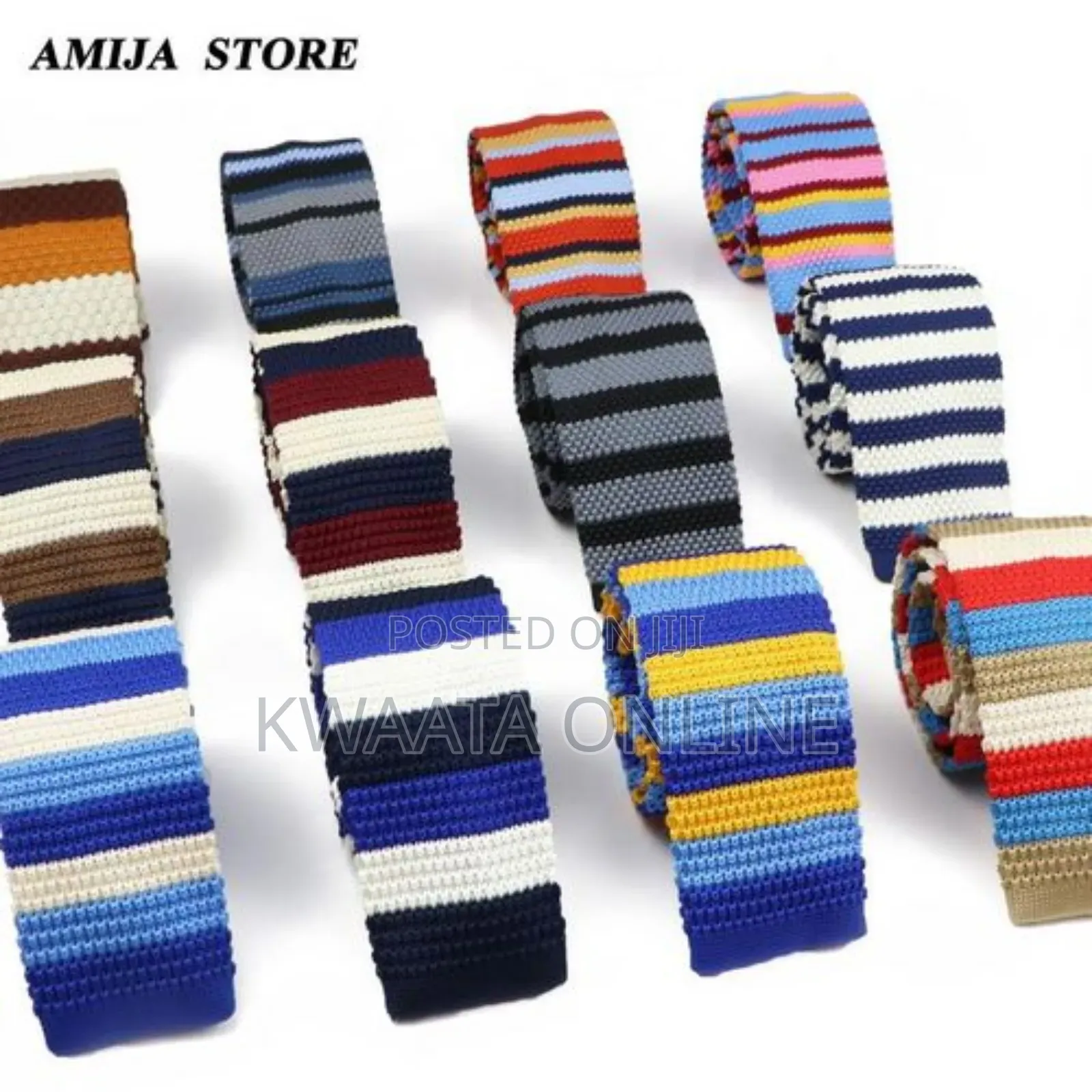 Vintage 2.2" Flat-End Knitted Ties Skinny Knit Neckties Mens
