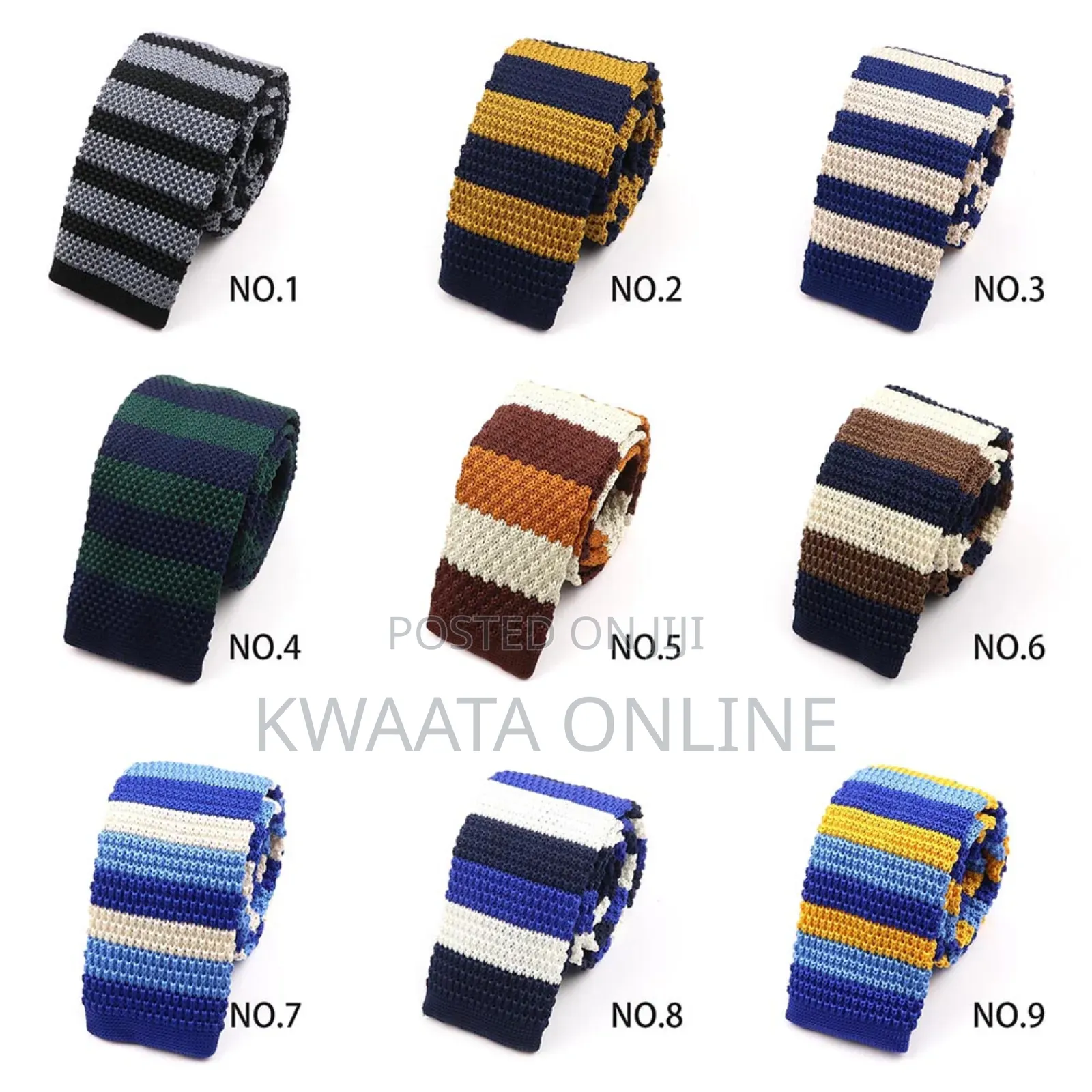 Vintage 2.2" Flat-End Knitted Ties Skinny Knit Neckties Mens
