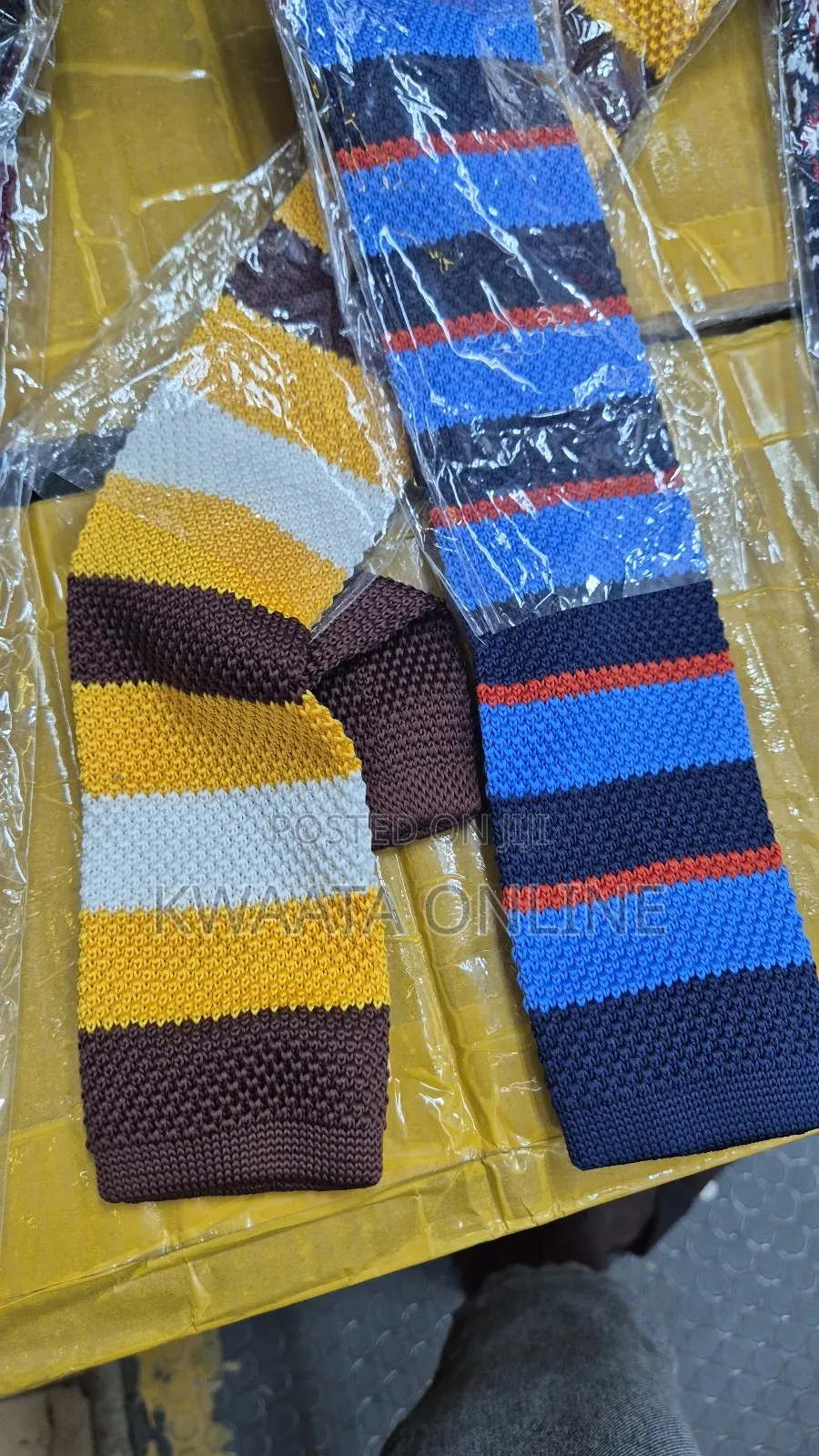 Vintage 2.2" Flat-End Knitted Ties Skinny Knit Neckties Mens