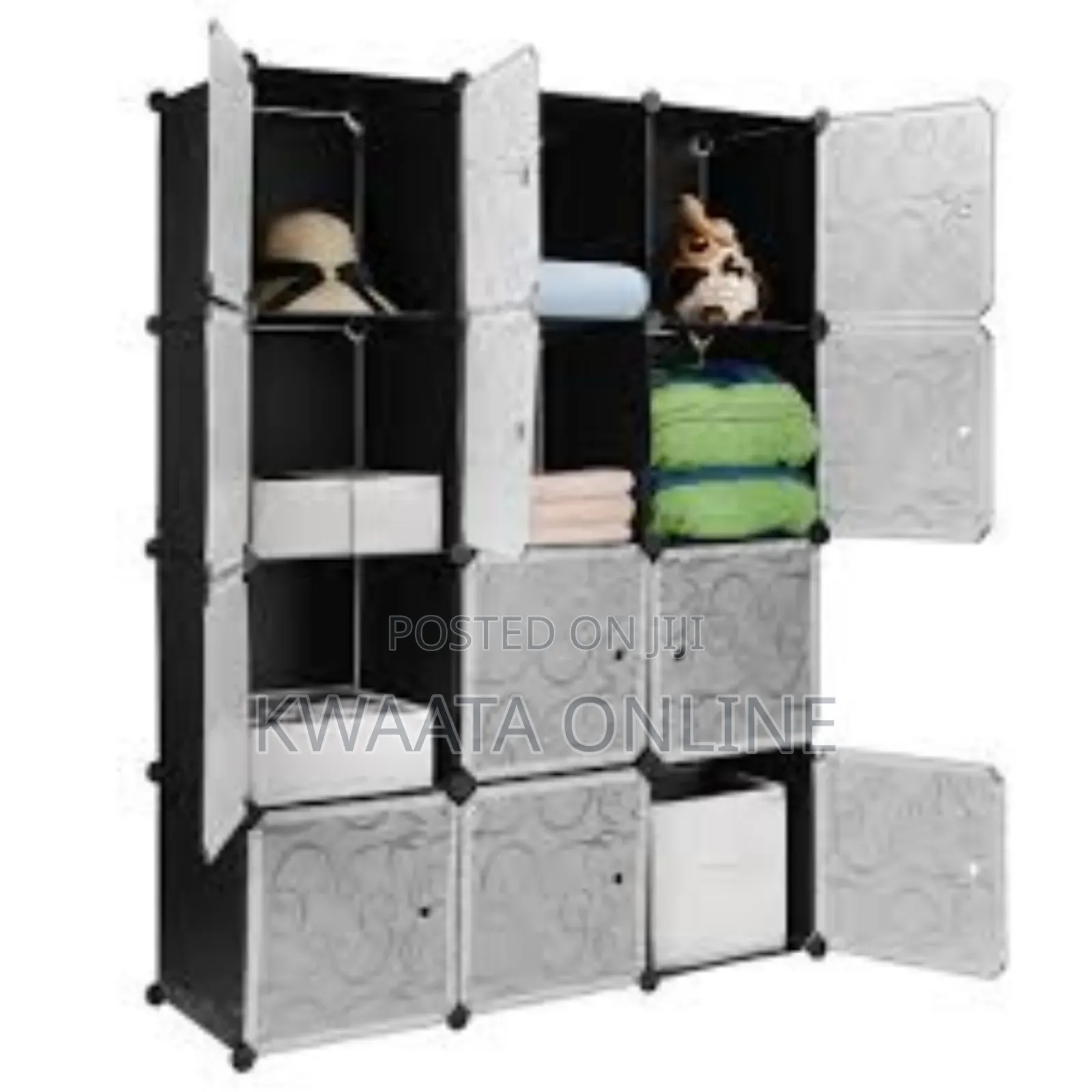 3×4 Plastic Organizer, Wardrobe Closet With Door
