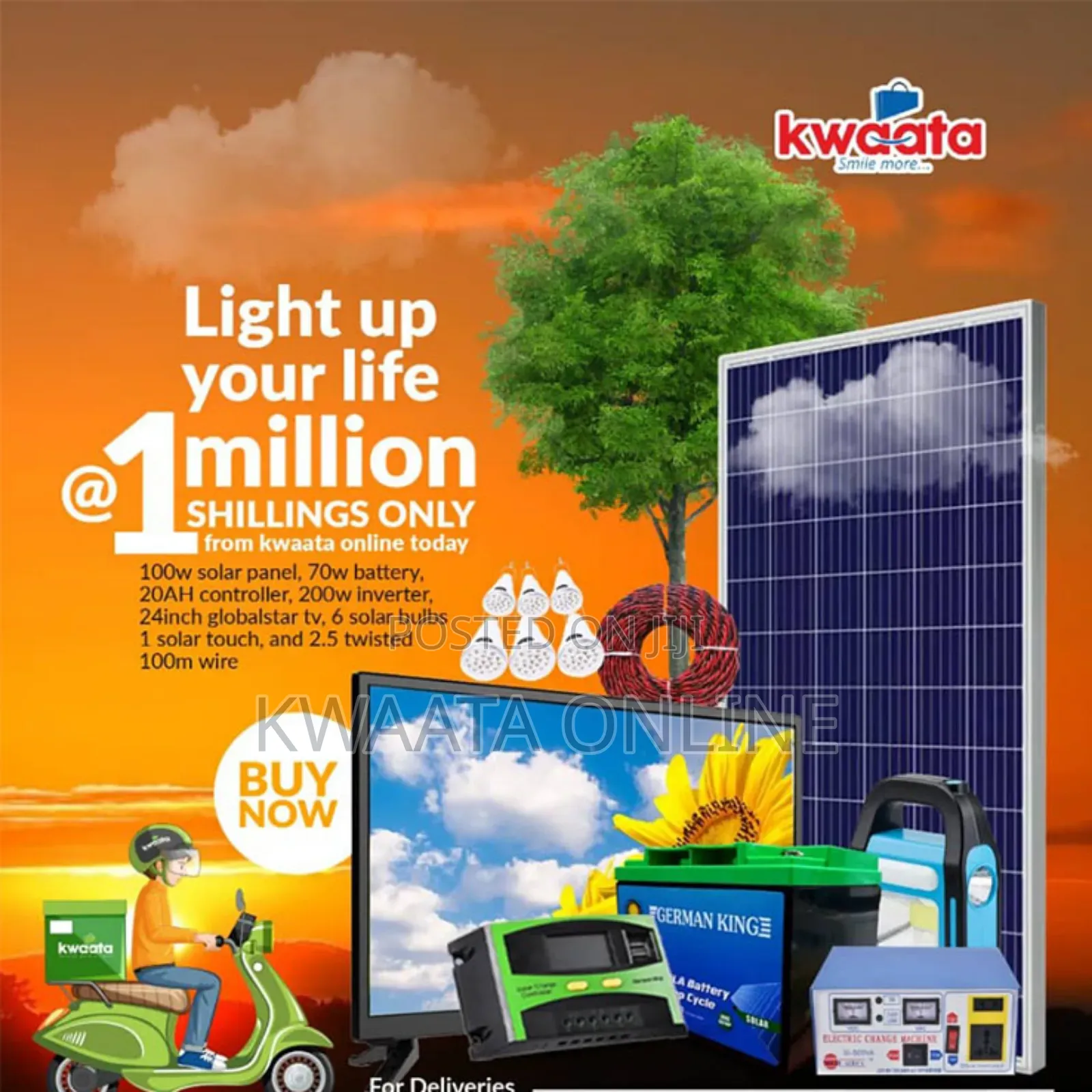 Solar Power System With Solar Tv, Panel, Battery and More