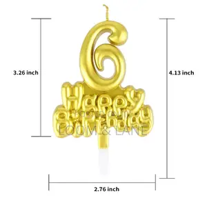 Happy Birthday Gold Number Candle