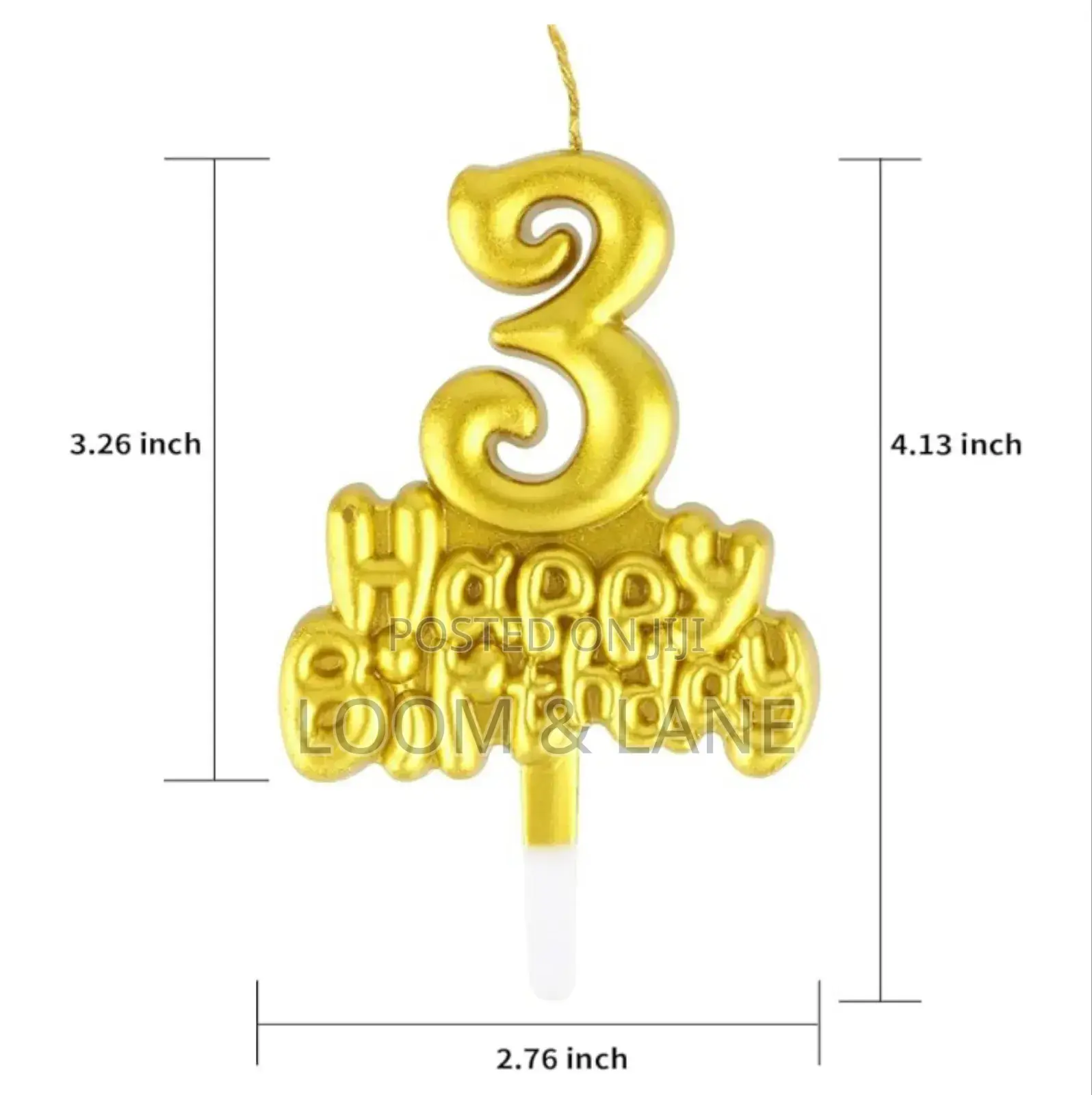 Happy Birthday Gold Number Candle
