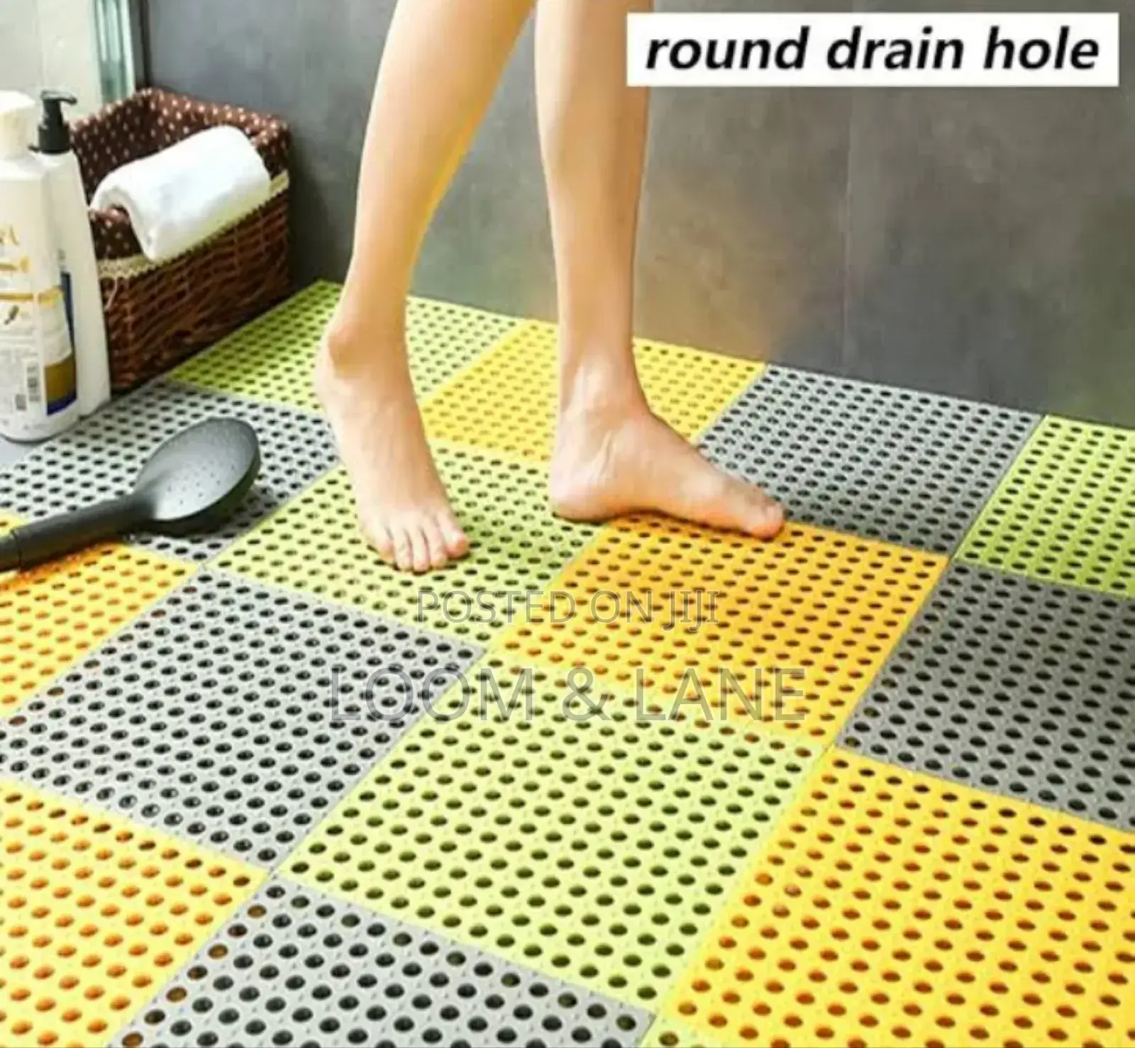 6pcs Interlocking No Slip Bathroom Floor Tiles Rubber Mats